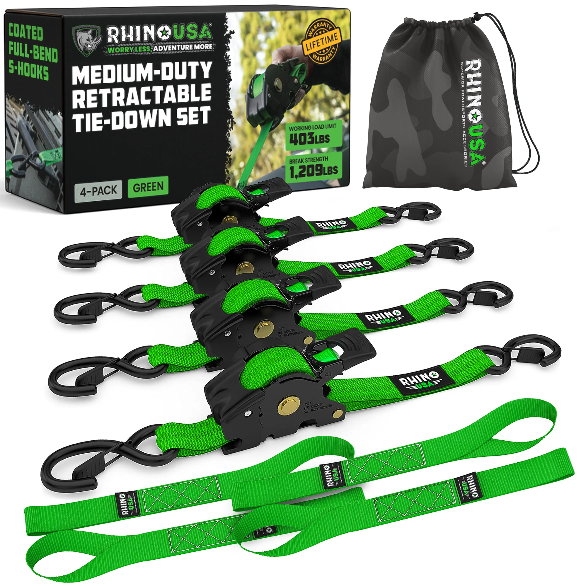 1" x 10' Retractable Ratchet Straps - Image 118