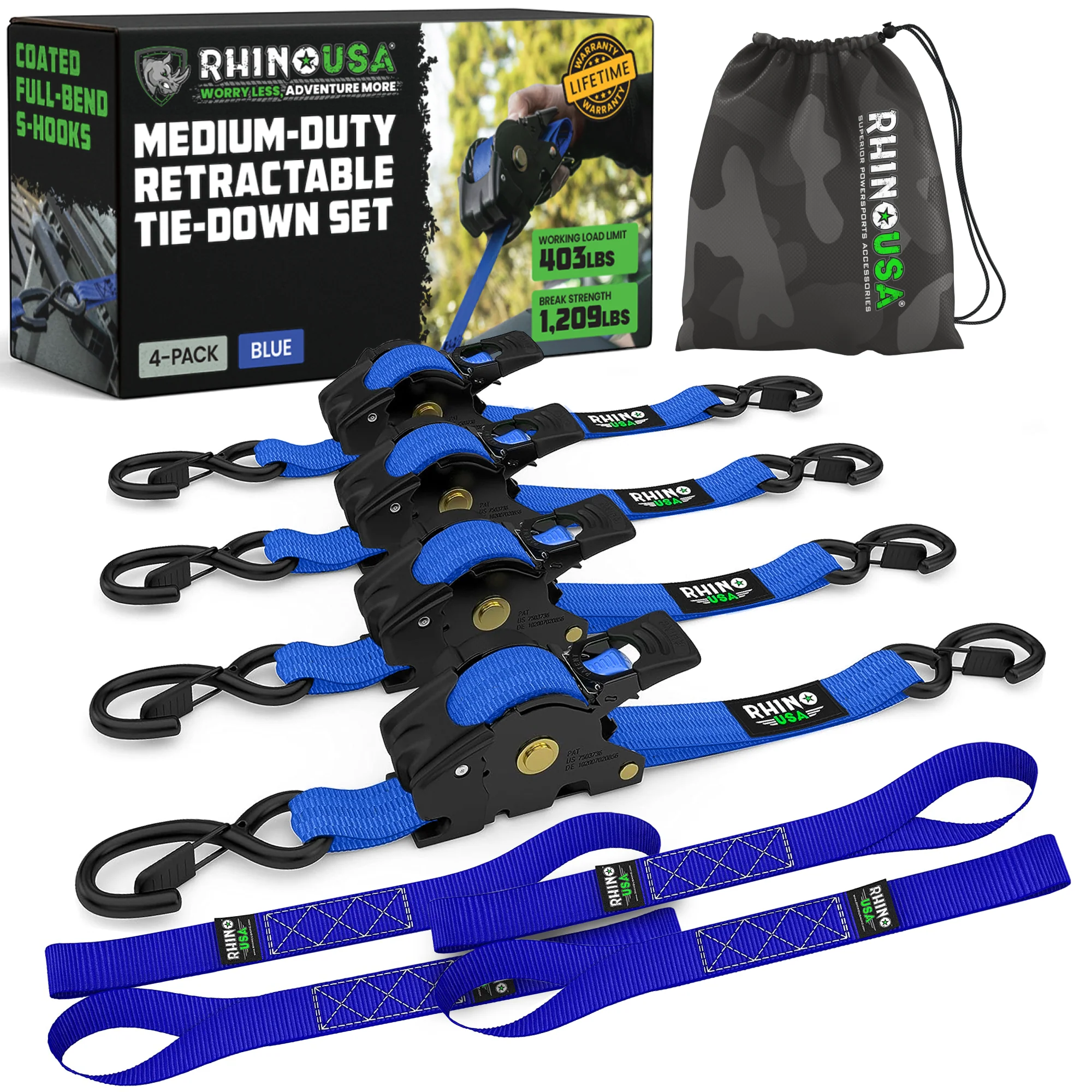 1" x 10' Retractable Ratchet Straps - Image 132