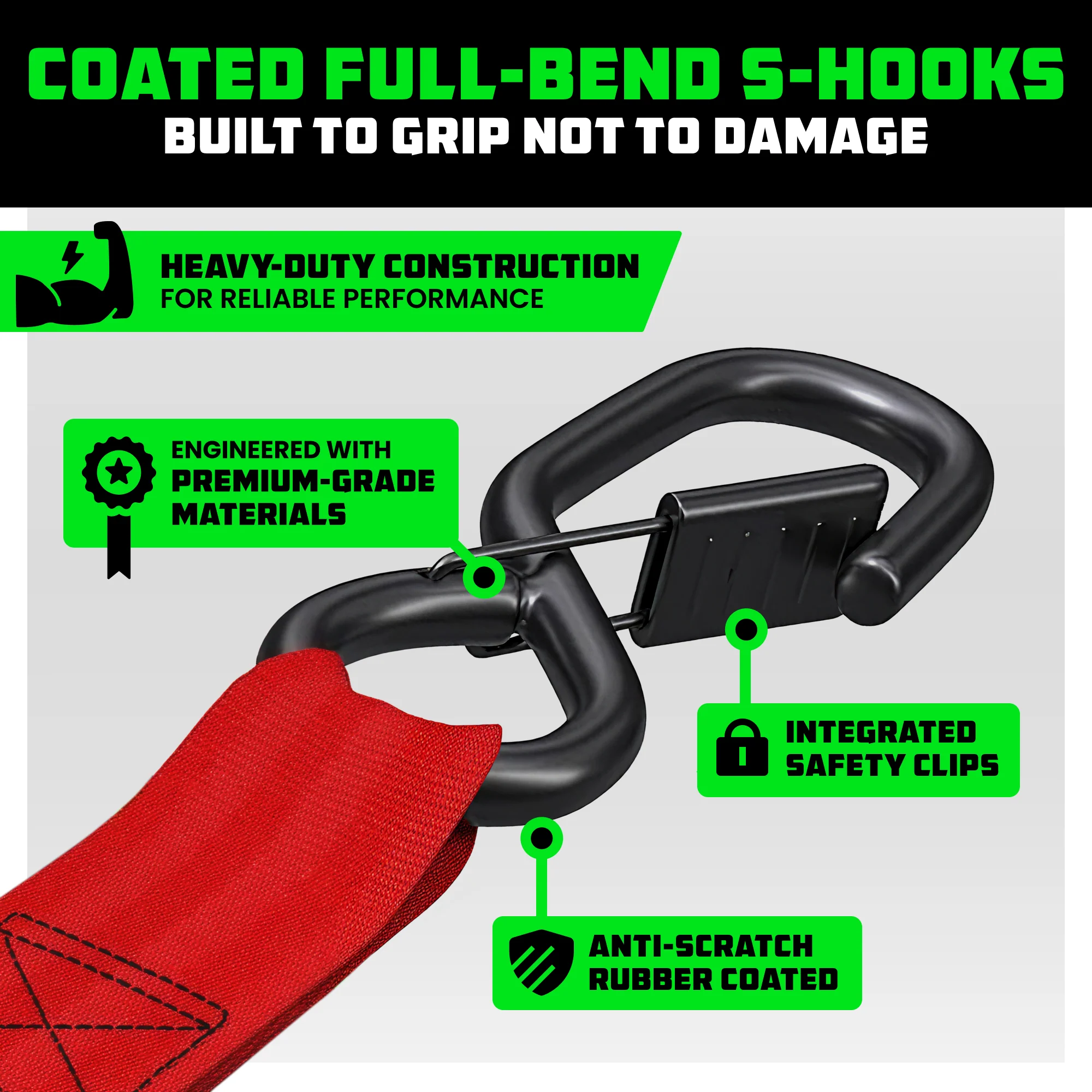 1" x 10' Retractable Ratchet Straps - Image 144