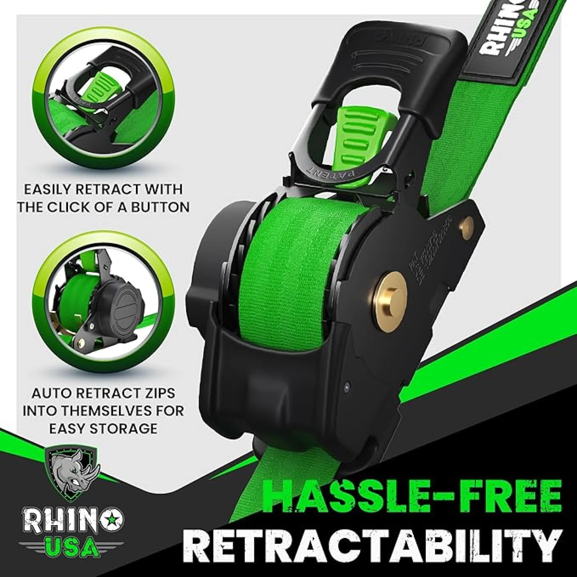 1" x 10' Retractable Ratchet Straps - Image 29