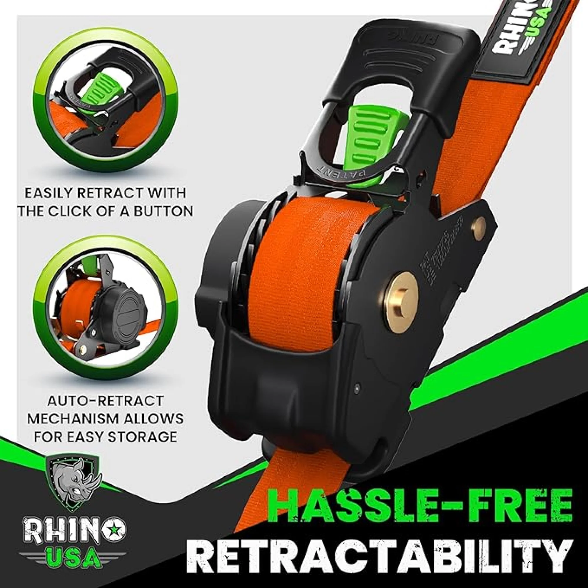 1" x 10' Retractable Ratchet Straps - Image 79