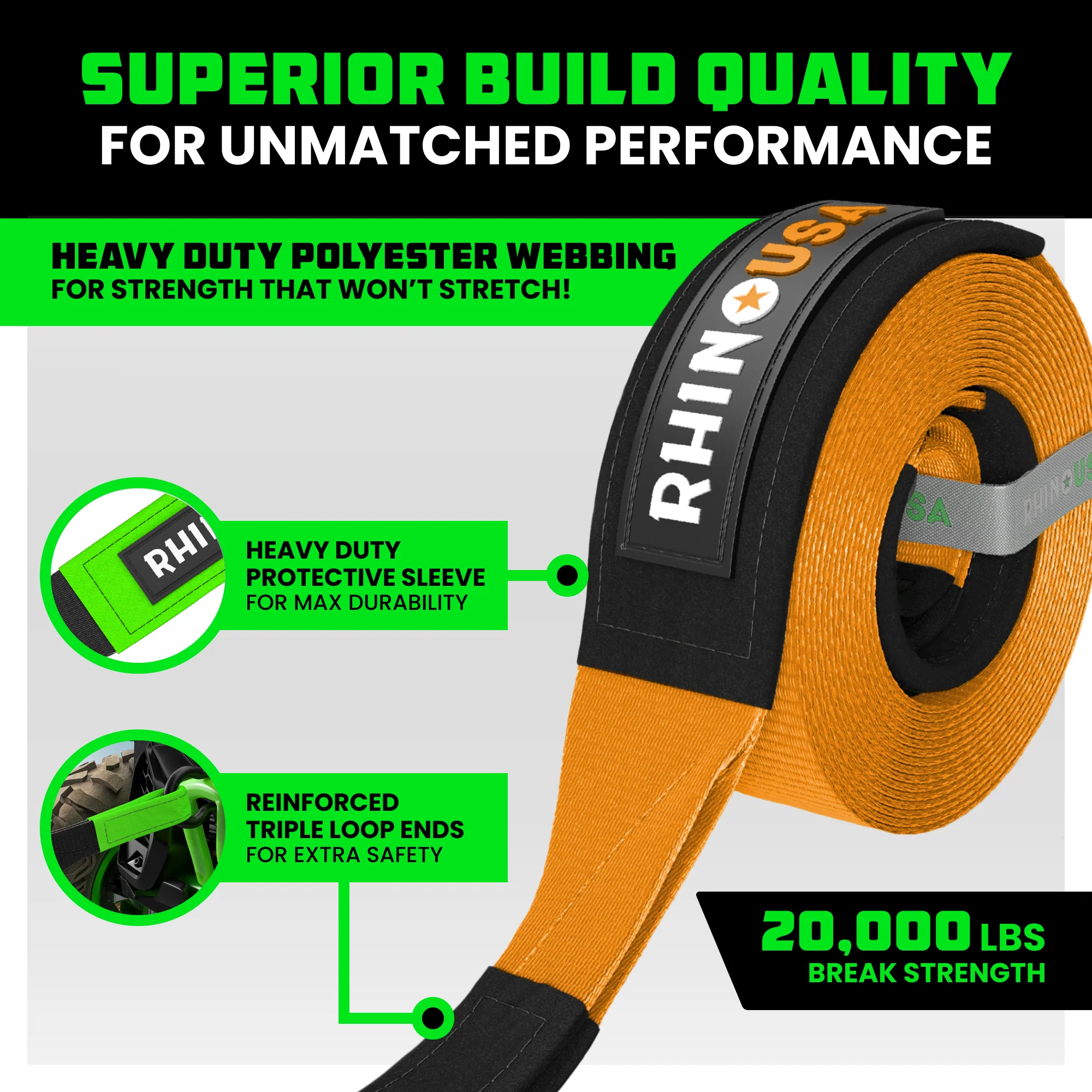 2" x 20' Ultimate Recovery Tow Strap - Image 30