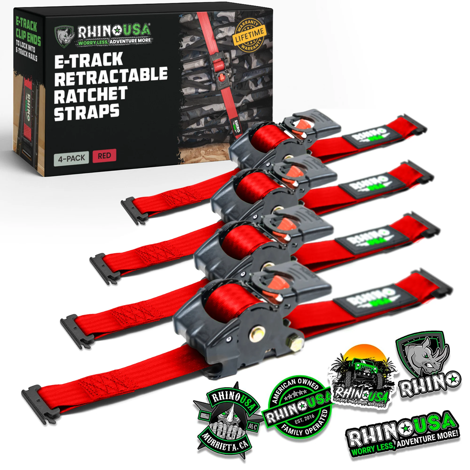 2" x 10' Retractable E-Track Ratchet Straps - Image 46