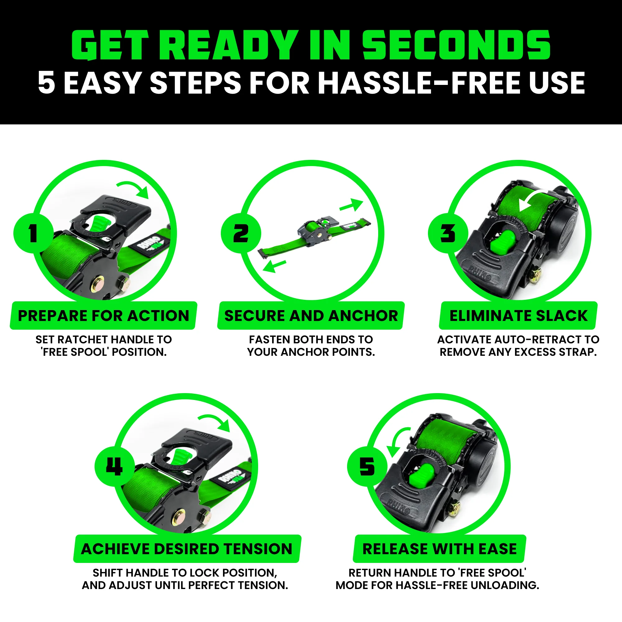 2" x 10' Retractable E-Track Ratchet Straps - Image 56