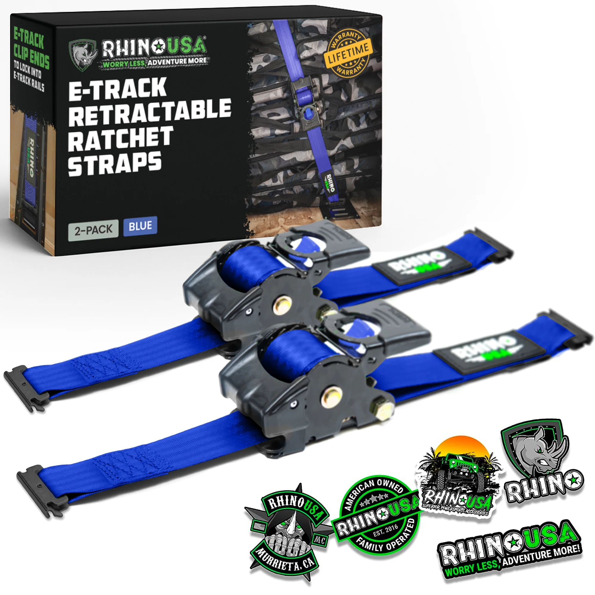 2" x 10' Retractable E-Track Ratchet Straps - Image 67