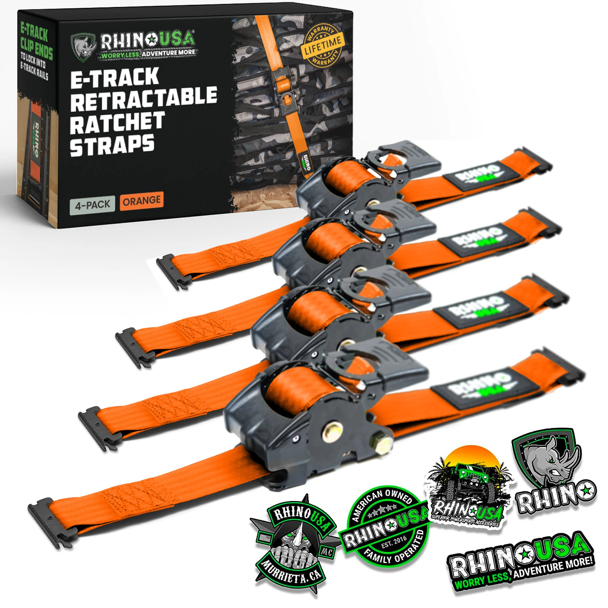 2" x 10' Retractable E-Track Ratchet Straps - Image 88