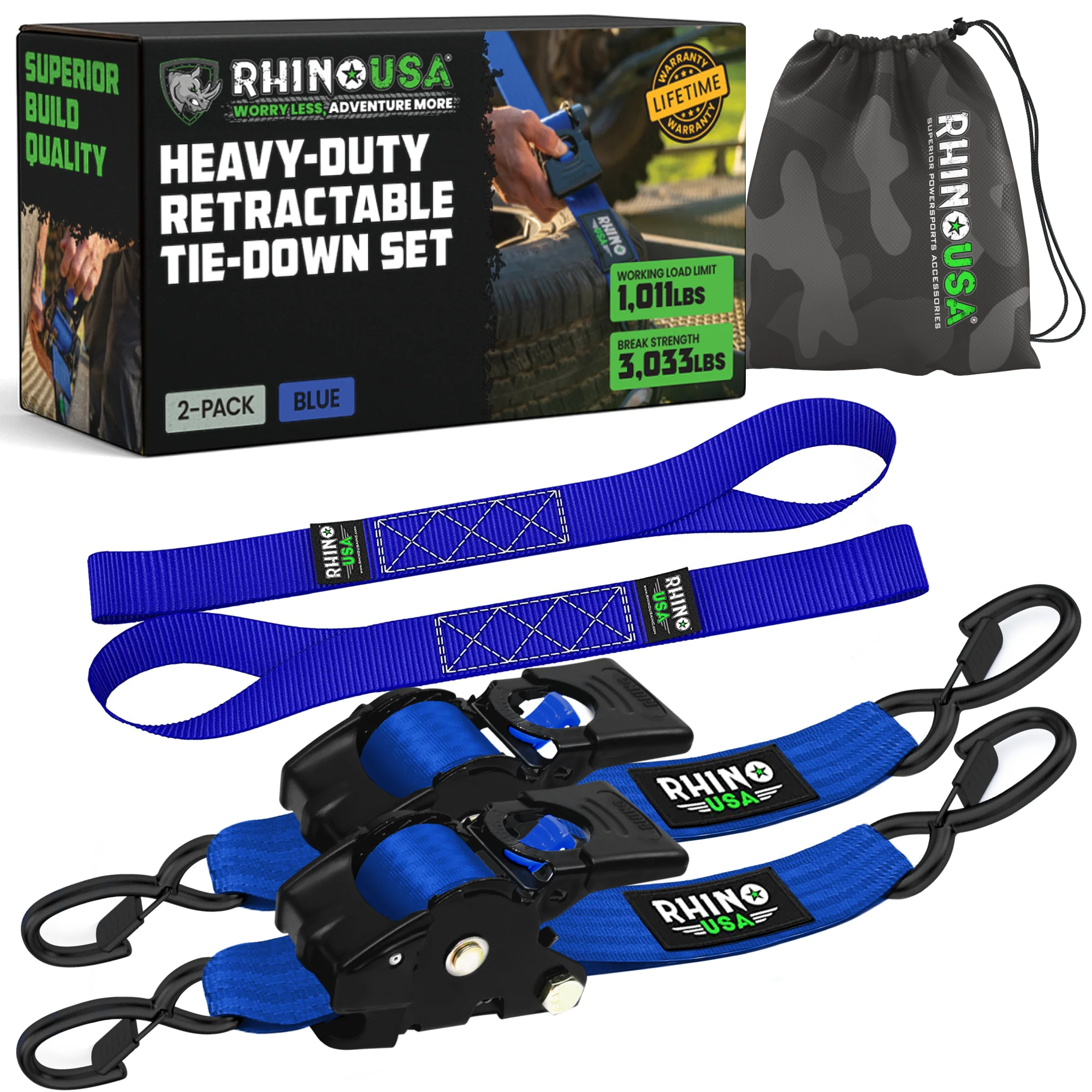 2" x 10' Retractable Ratchet Straps - Image 25