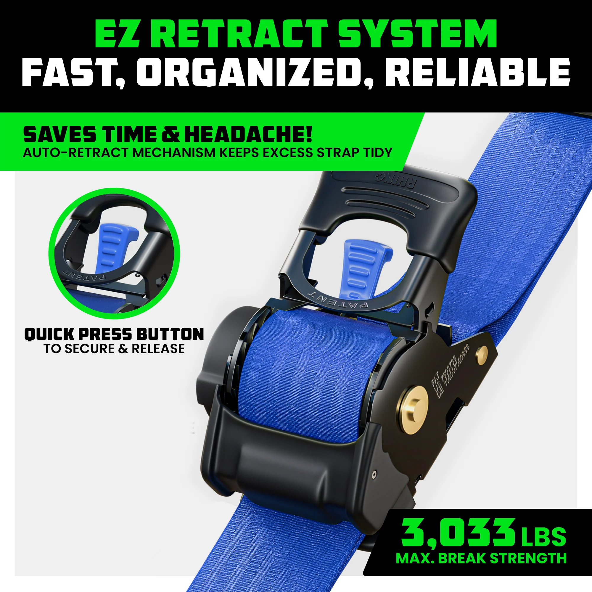 2" x 10' Retractable Ratchet Straps - Image 26