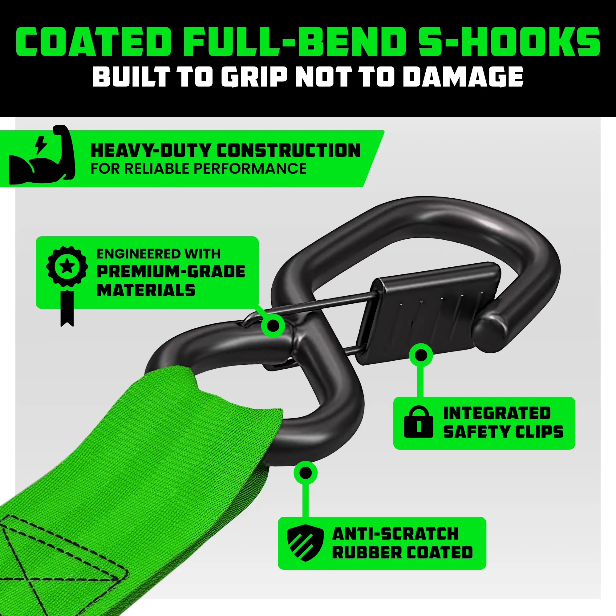 2" x 10' Retractable Ratchet Straps - Image 49