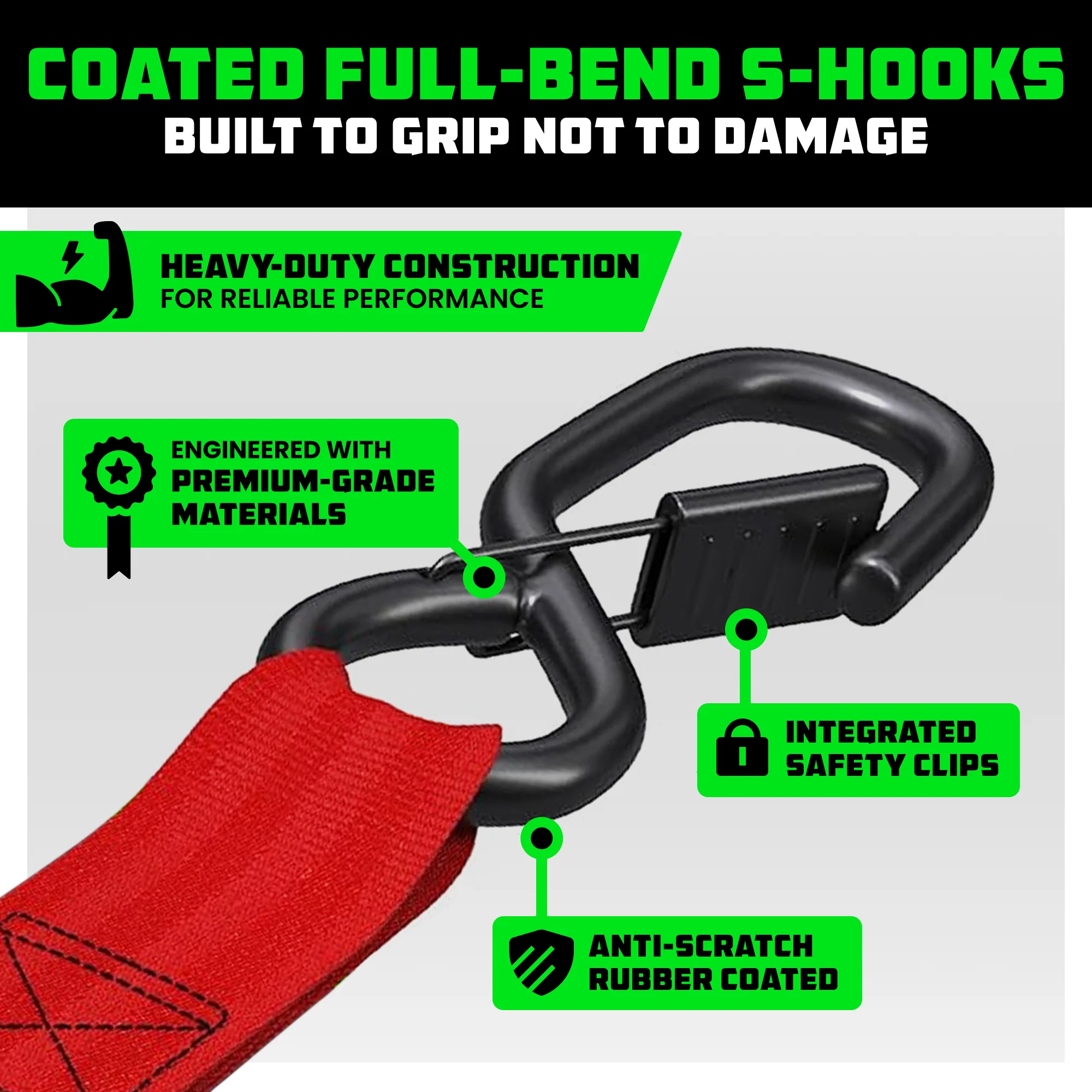 2" x 10' Retractable Ratchet Straps - Image 63