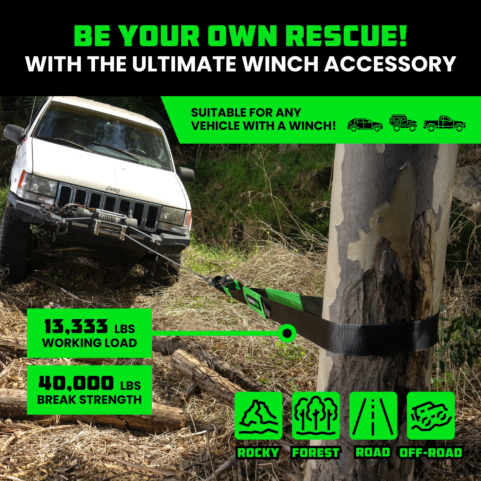 4" x 10' Recovery Tree Saver Strap - Image 6