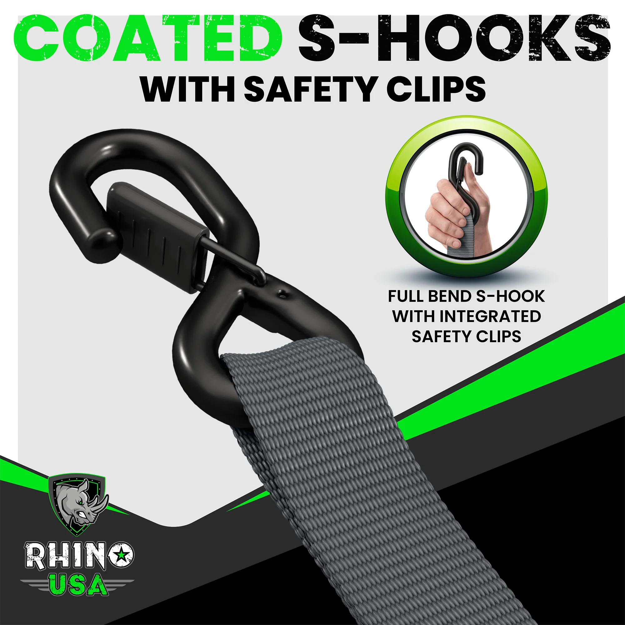1.6" x 8' HD Ratchet Tie-Down Set (4-Pack) - Image 9