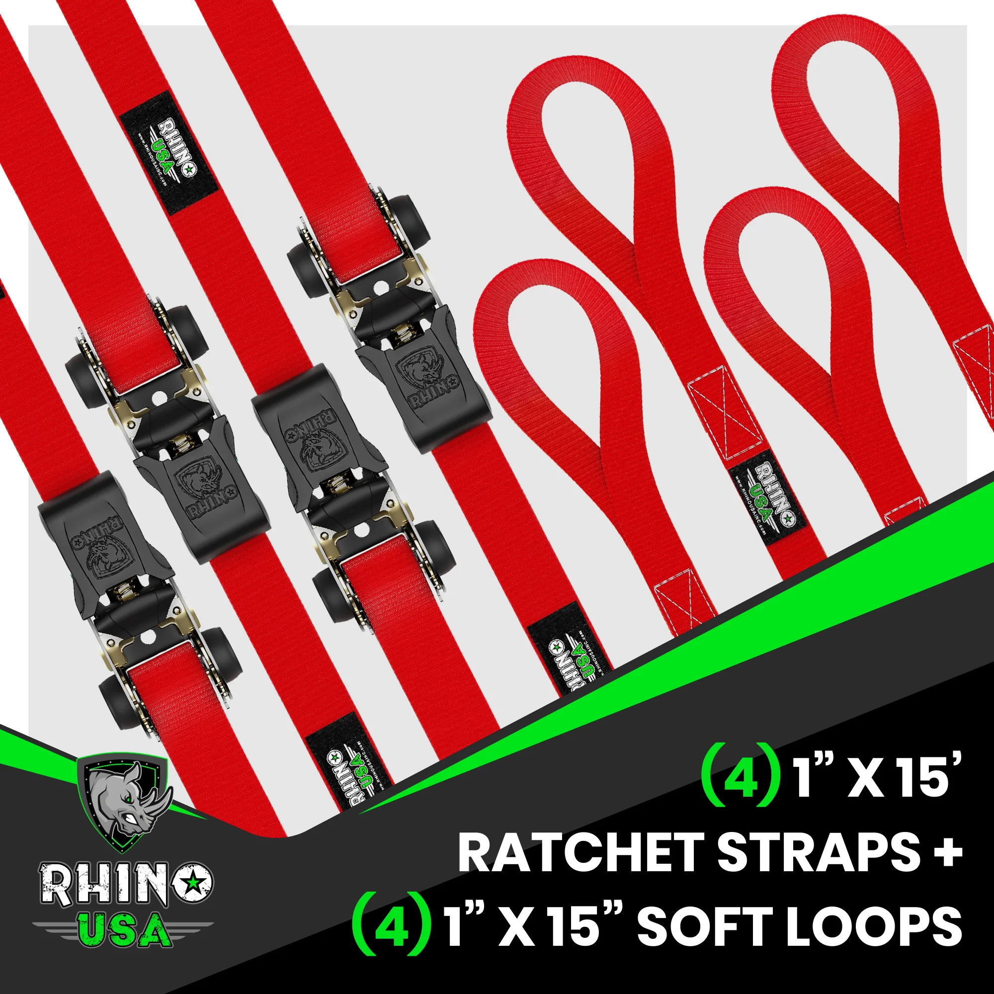 1" x 15' Ratchet Tie-Down Set (4-Pack) - Image 79