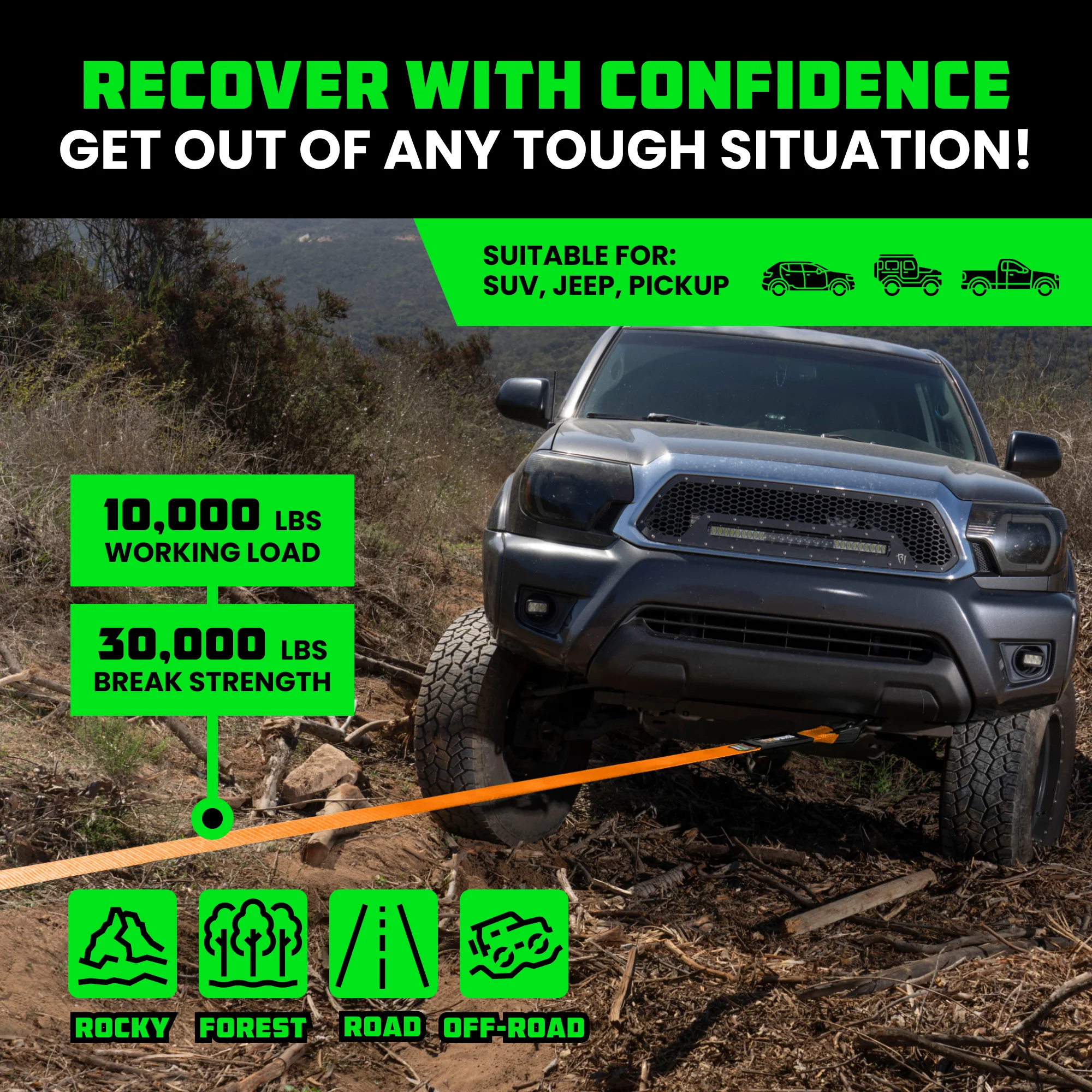 3" Ultimate Recovery Tow Strap - Image 34