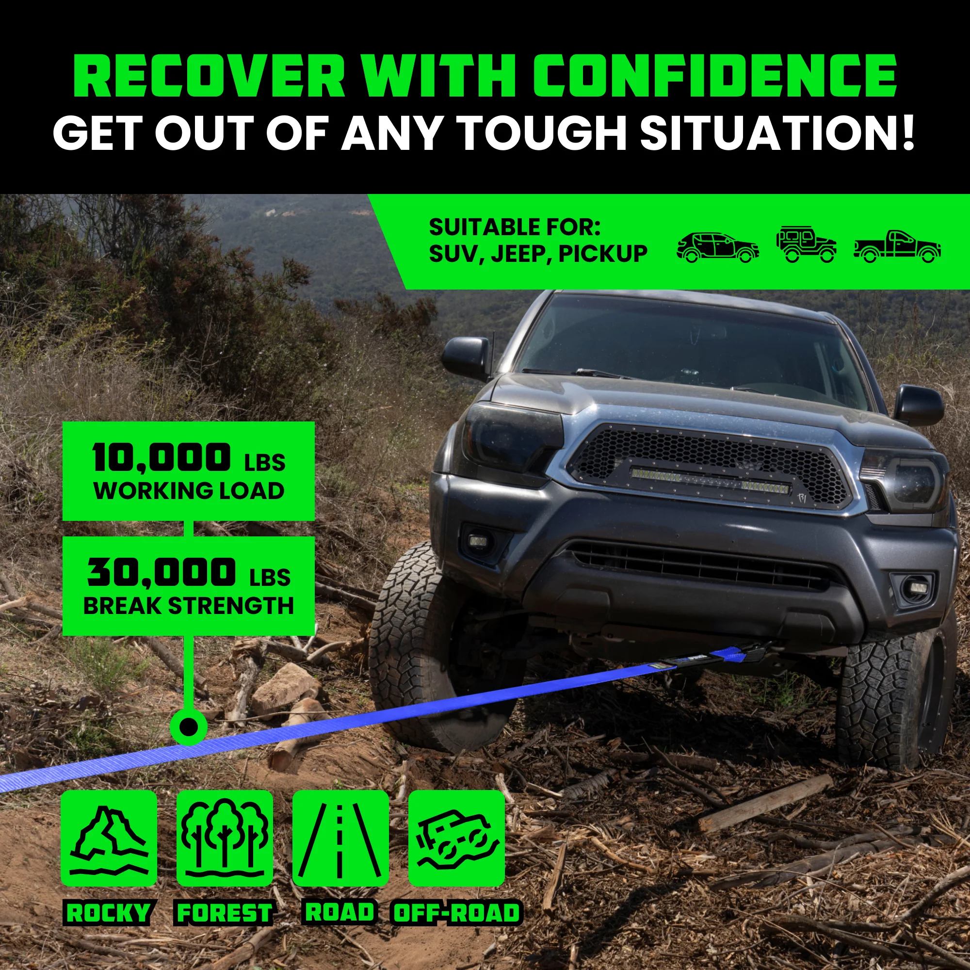 3" Ultimate Recovery Tow Strap - Image 77