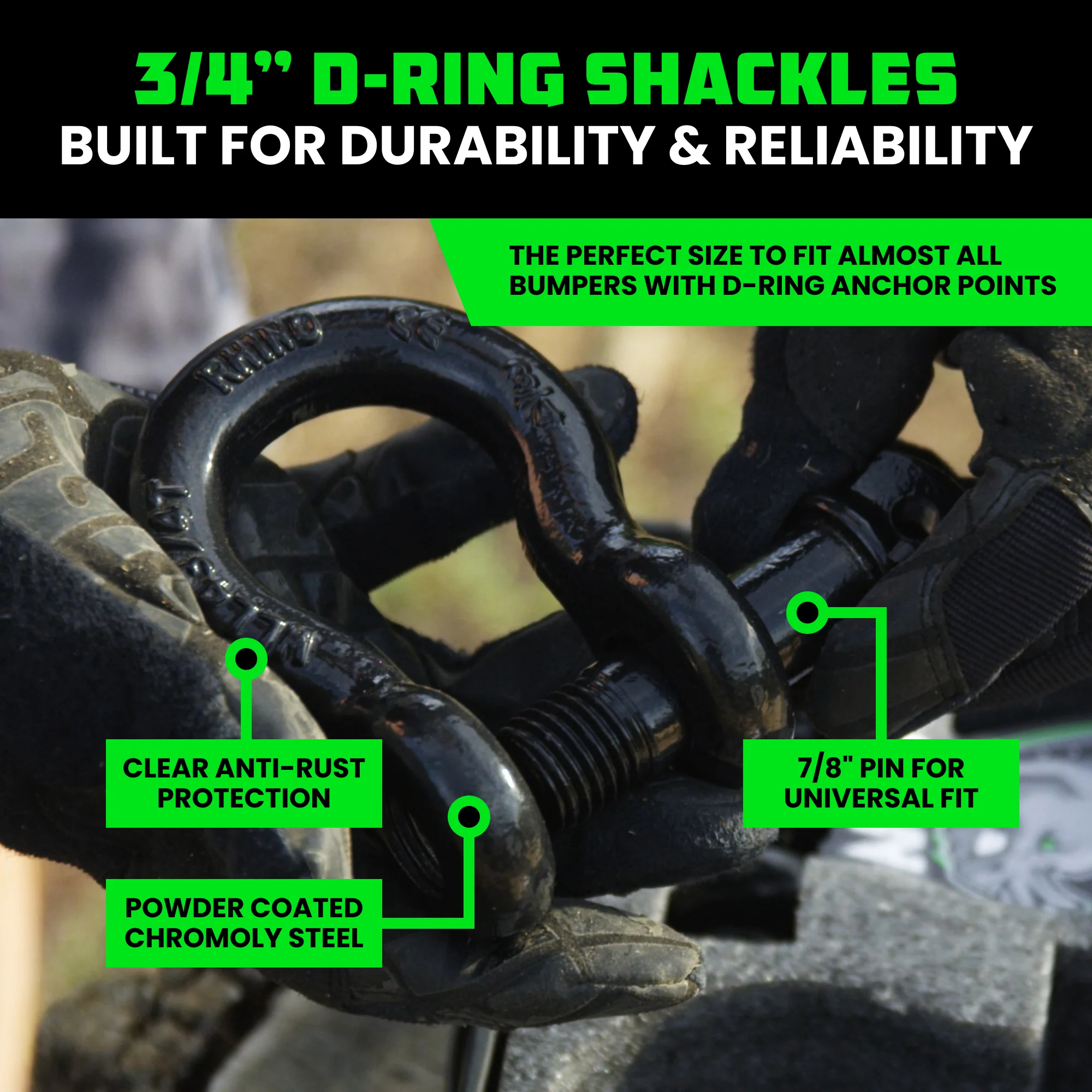 30' Tow Strap & D-Ring Shackle Set Combo - Image 4
