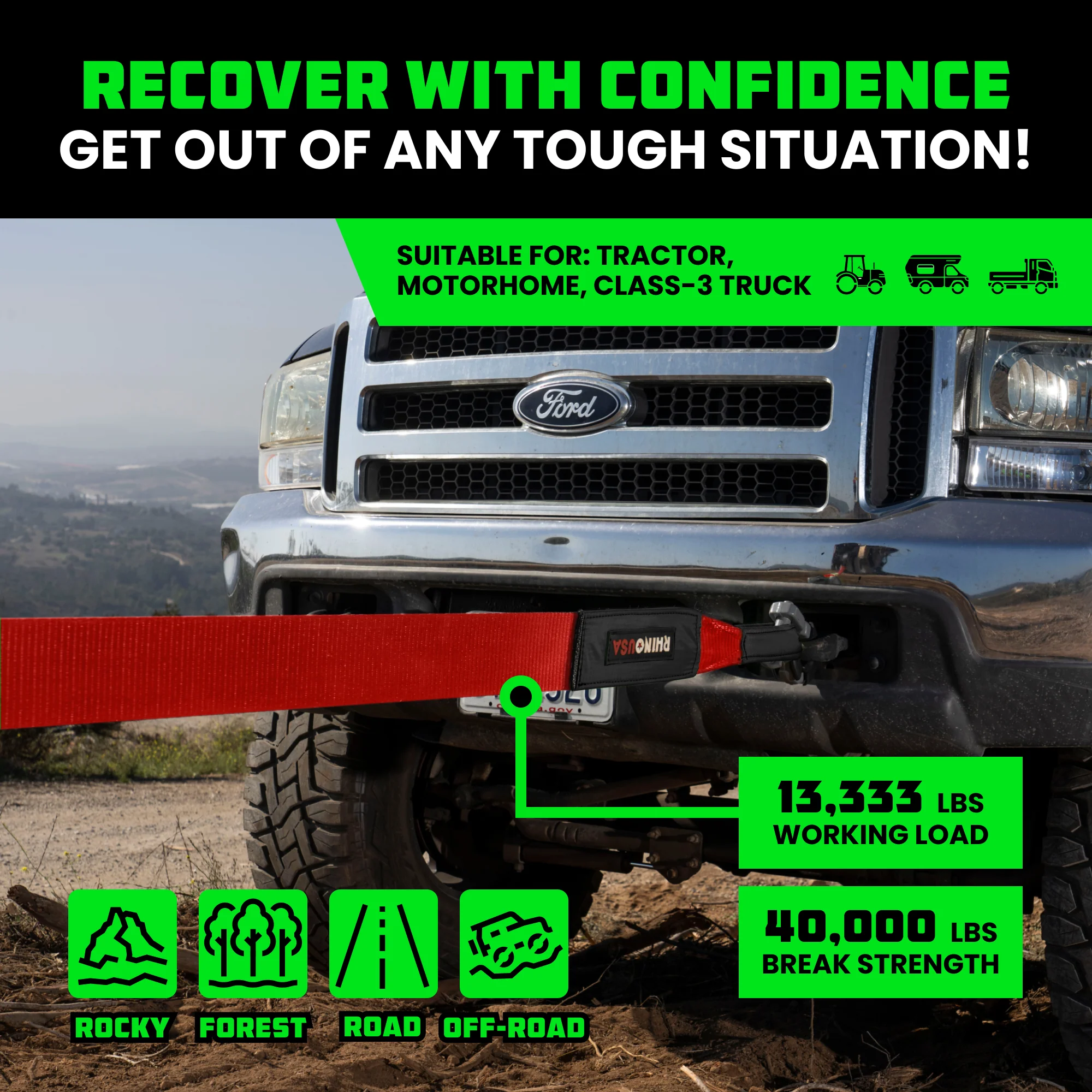 4" x 30' Ultimate Recovery Tow Strap - Image 38