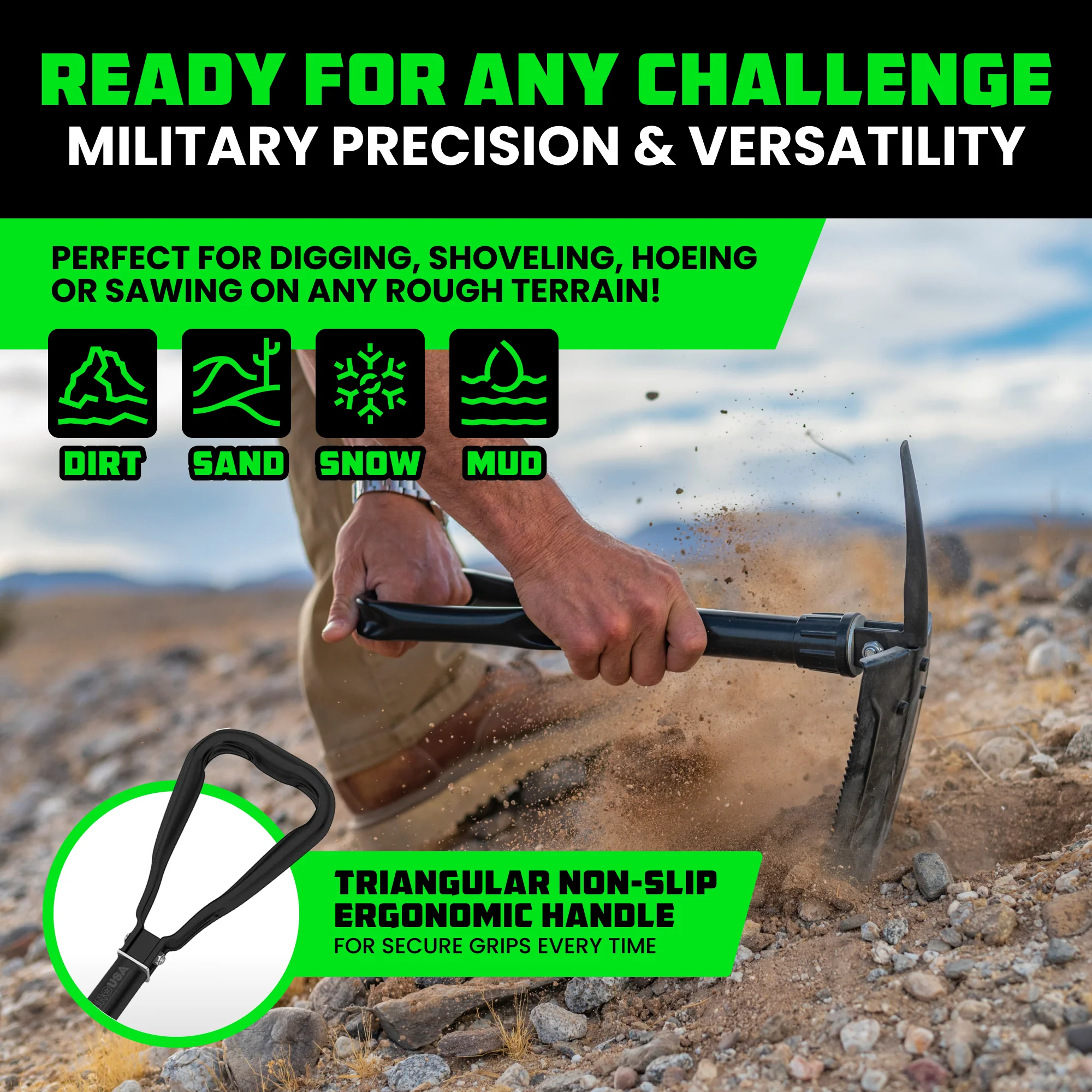 Folding Survival Shovel w/ Pick - Image 4