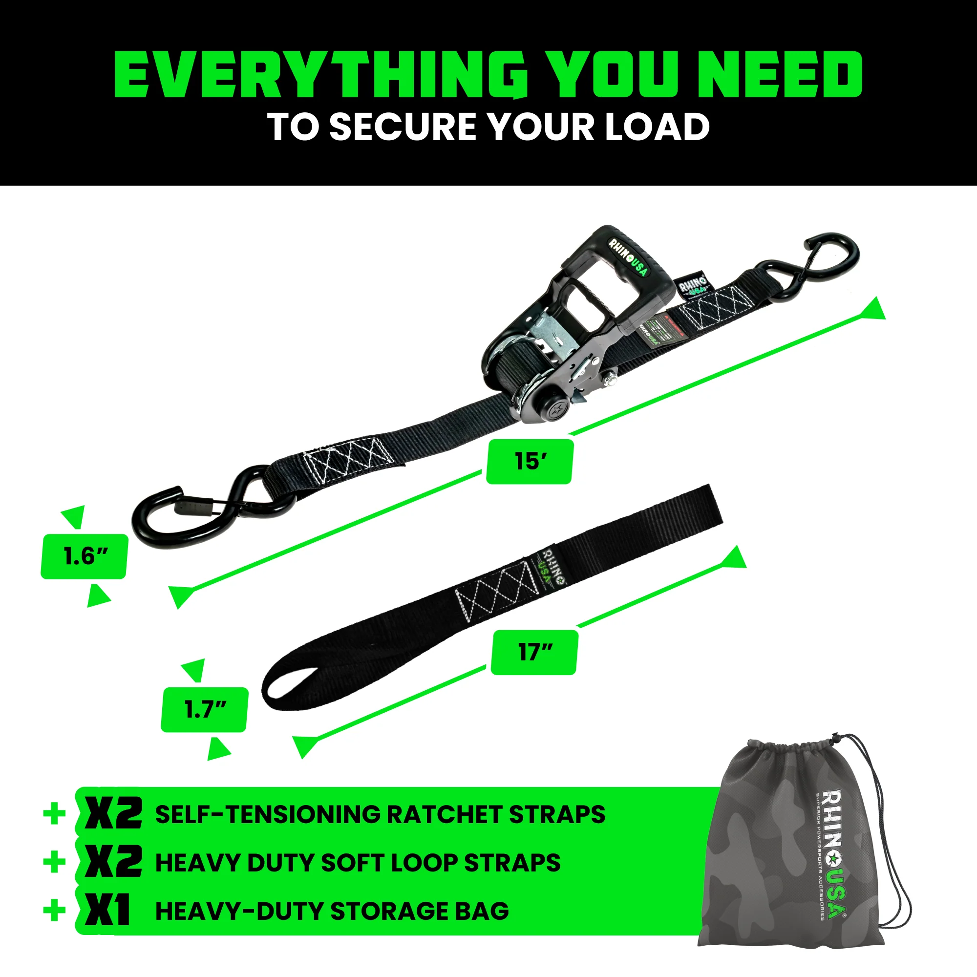 1.6" Self-Tensioning Ratchet Straps - Image 28